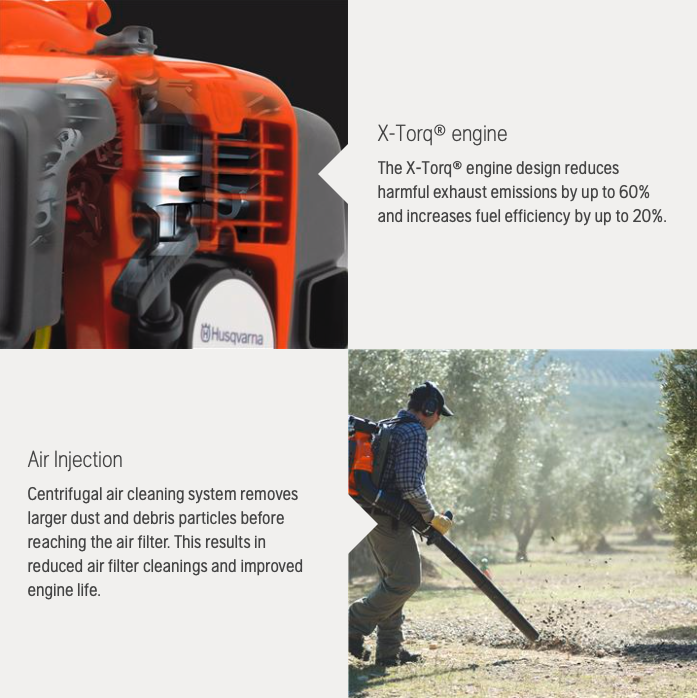 Husqvarna 580BTS: Backpack Petrol Leaf Blower, 75.6cc, 2.9kW, Air Speed 92m/s, 12kg - Image 3