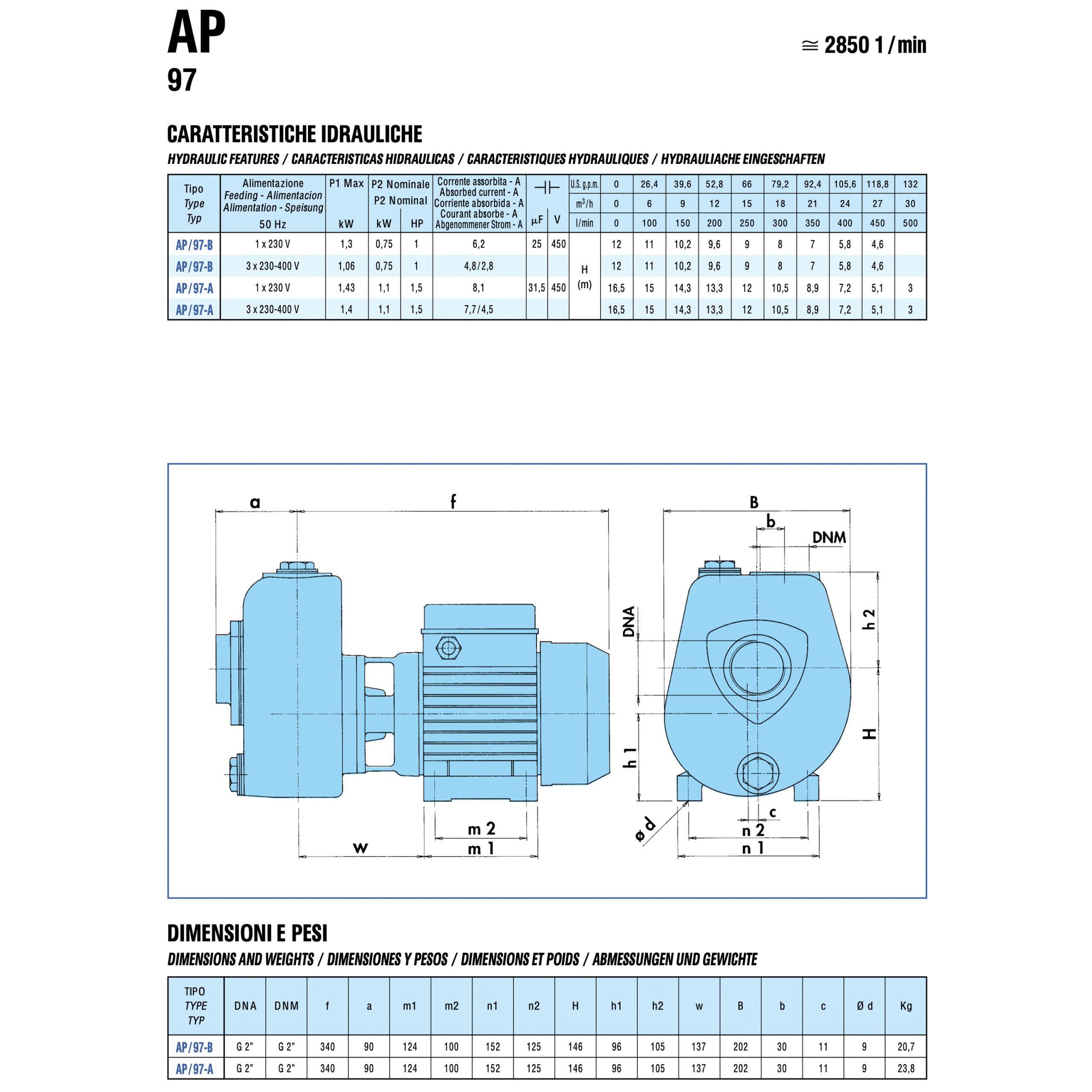 SAER AP97 Dimensions