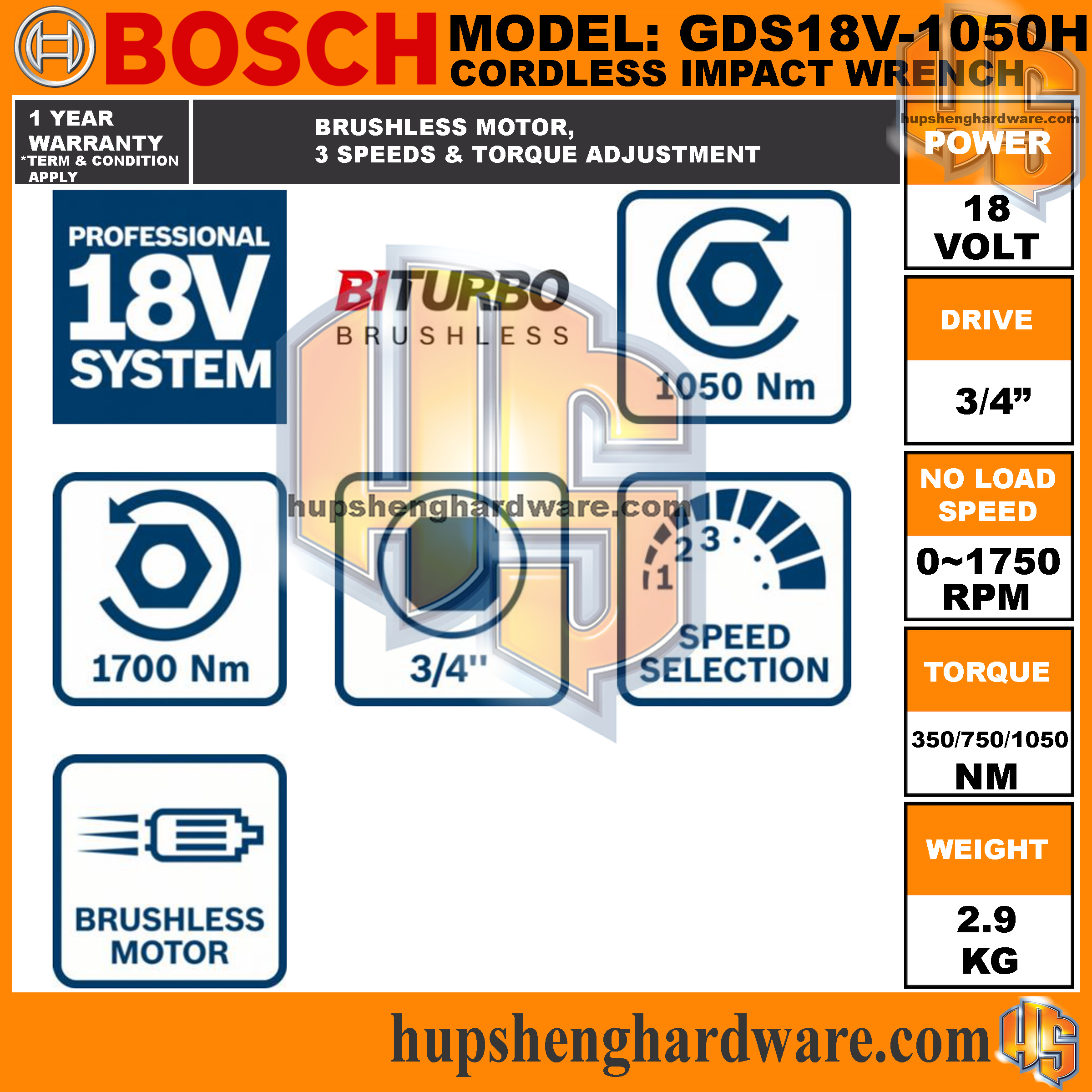 Bosch GDS18V-1050H-3aa