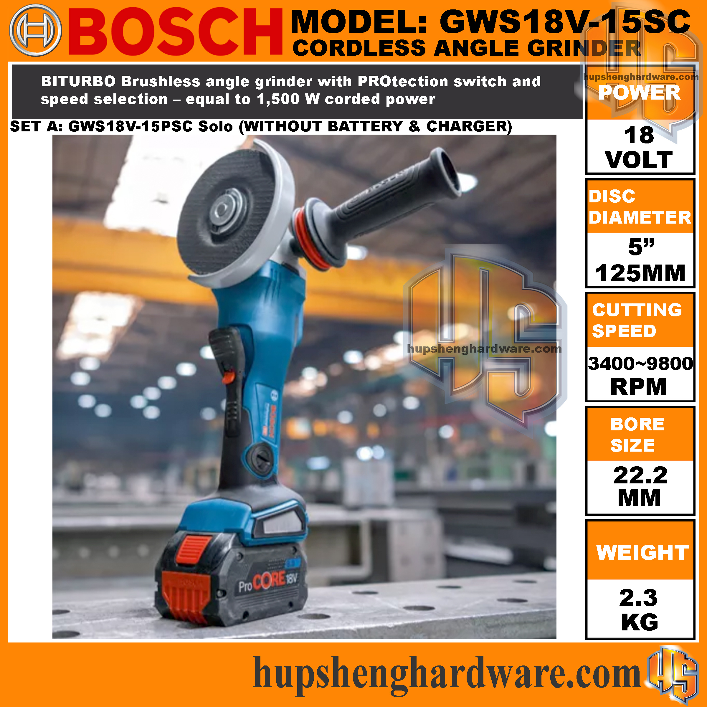 BOsch GWS18V15PSC-3aa