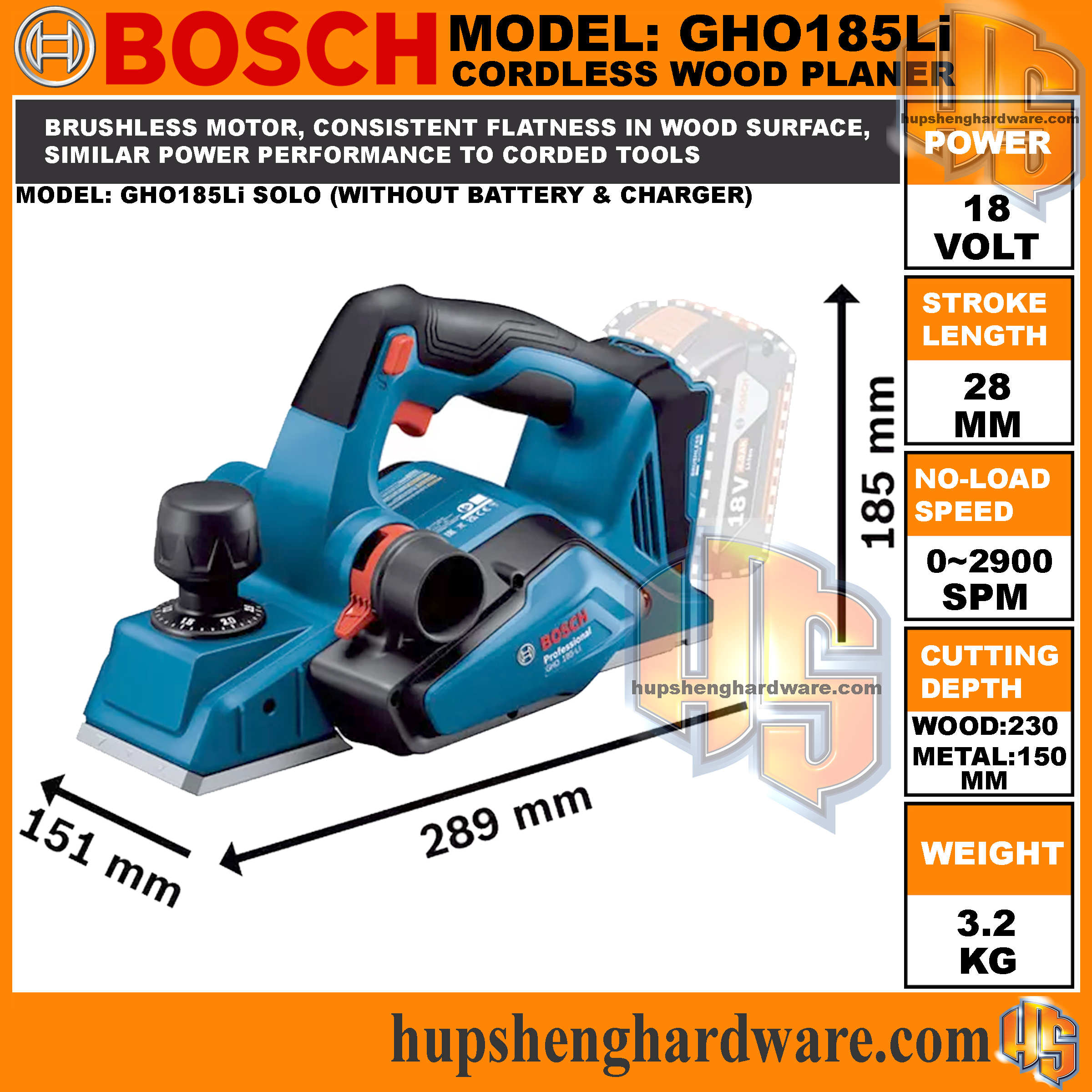 Bosch GHO185Li-2aa