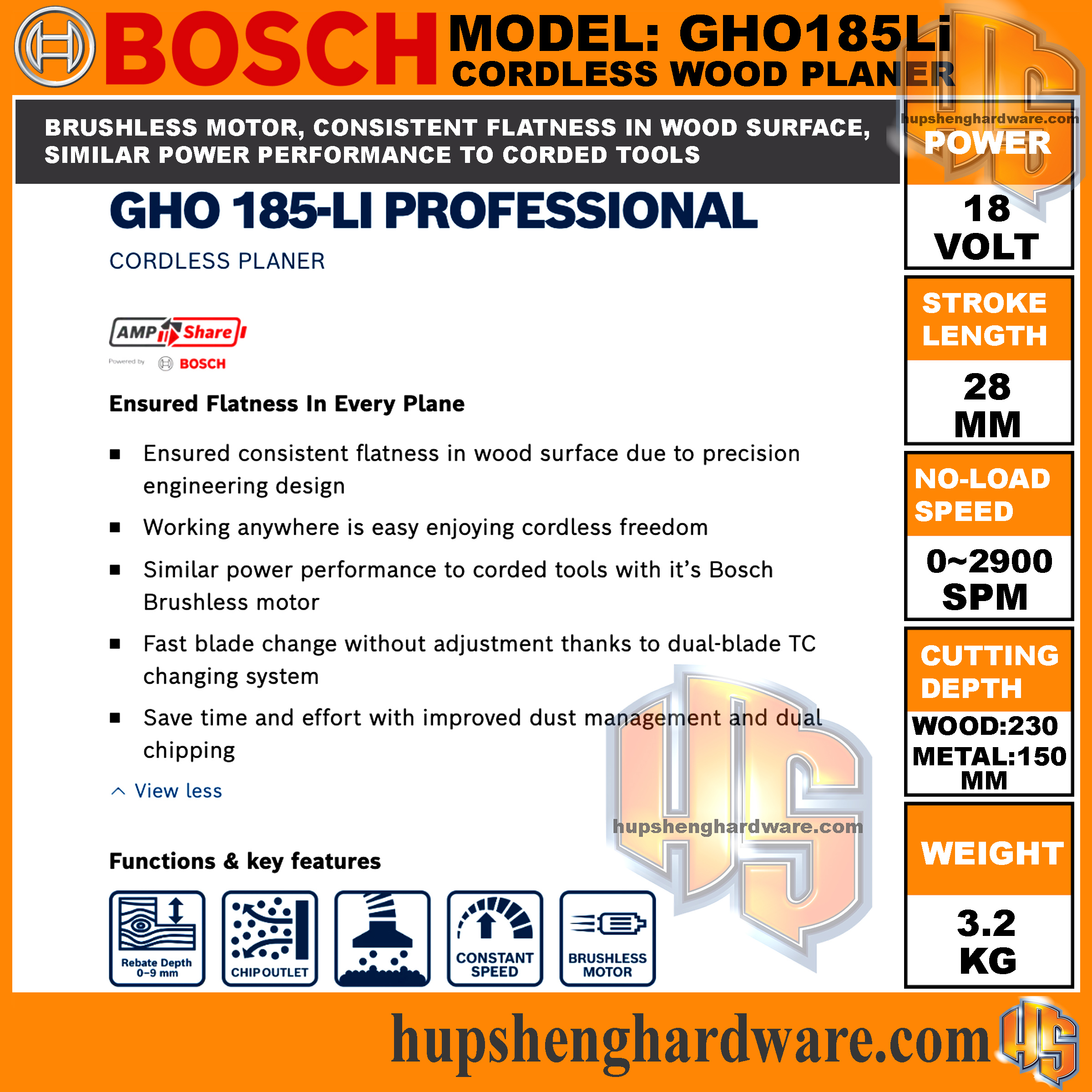 Bosch GHO185Li-3aa