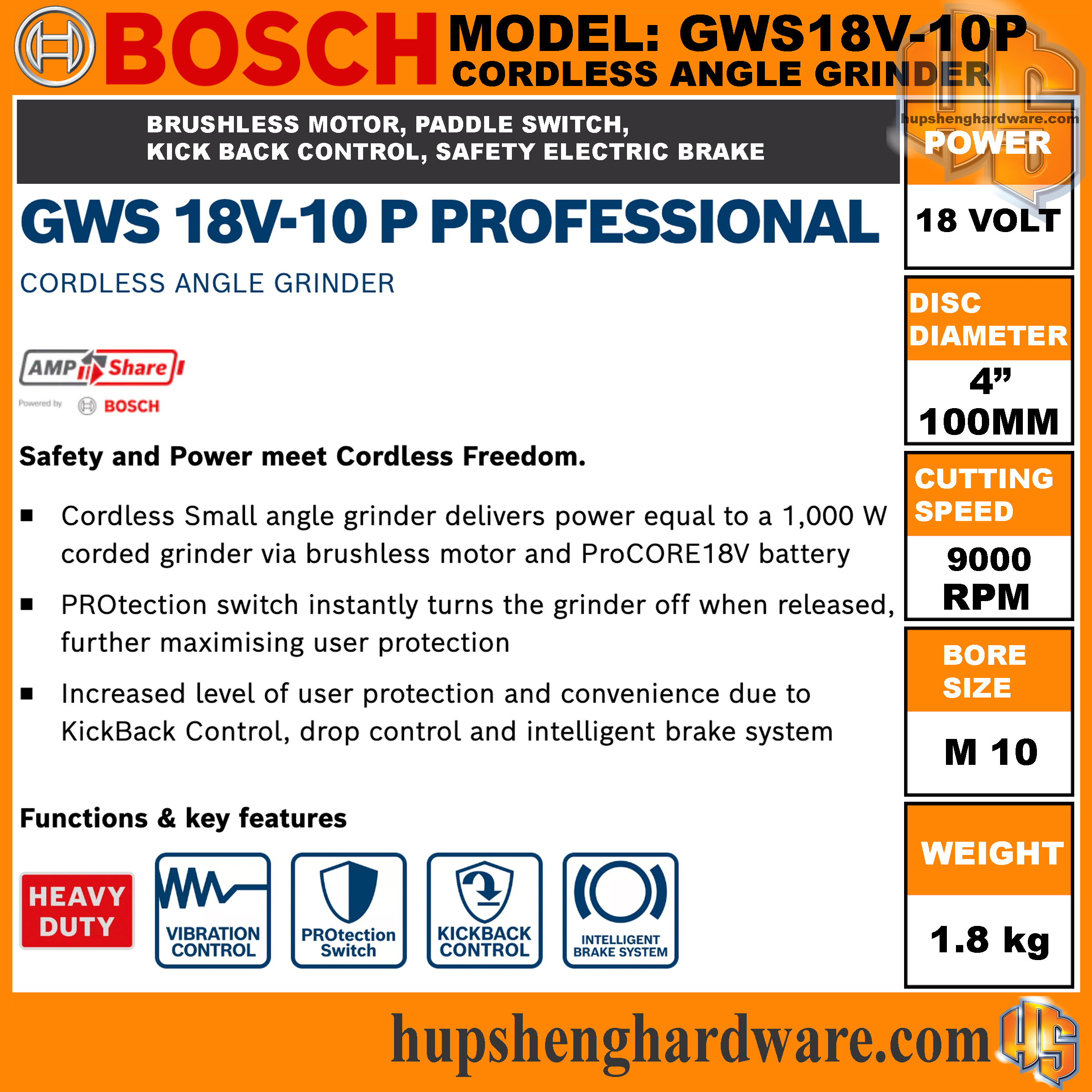 Bosch GWS18V10P-3aa