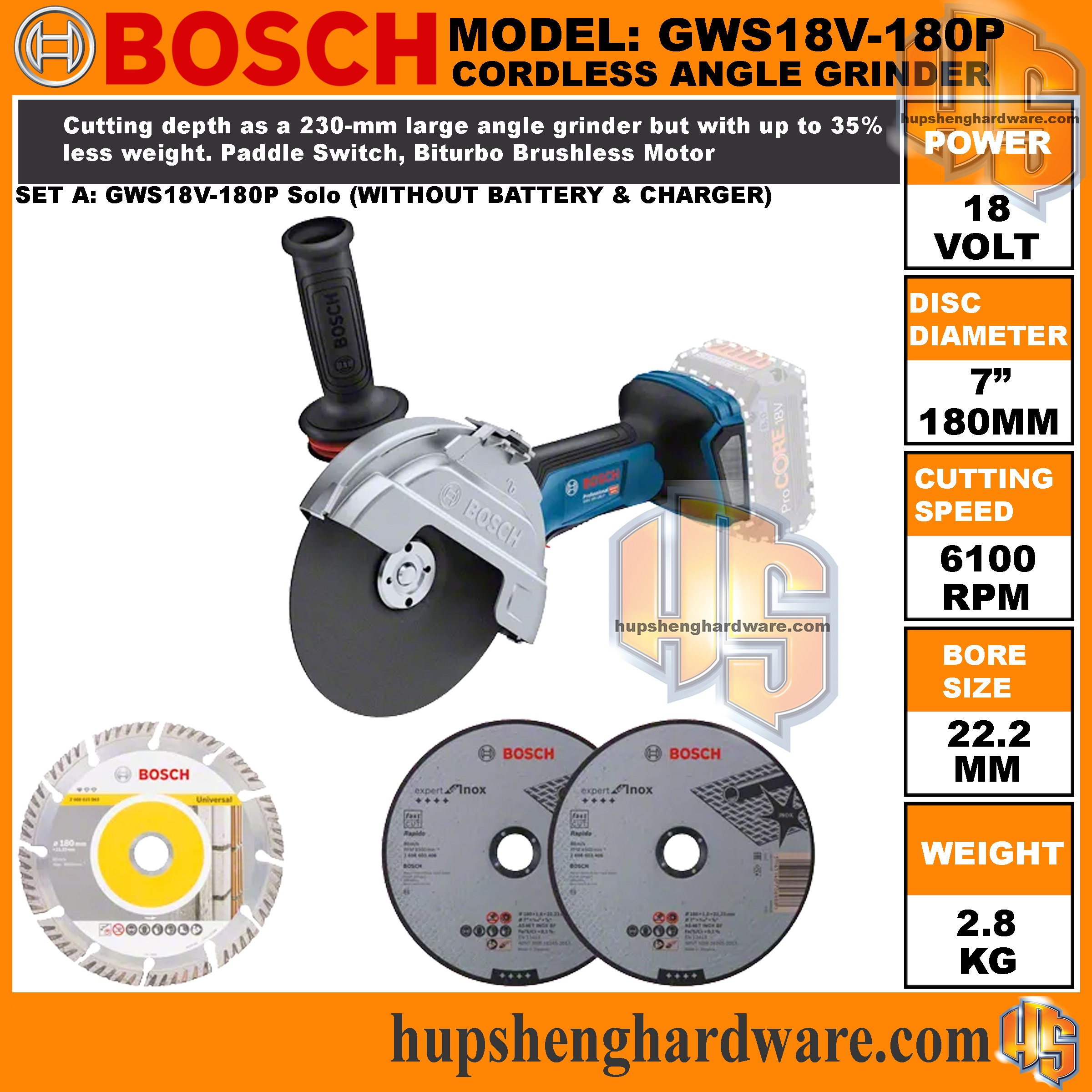 BOsch GWS18V180P-1aa