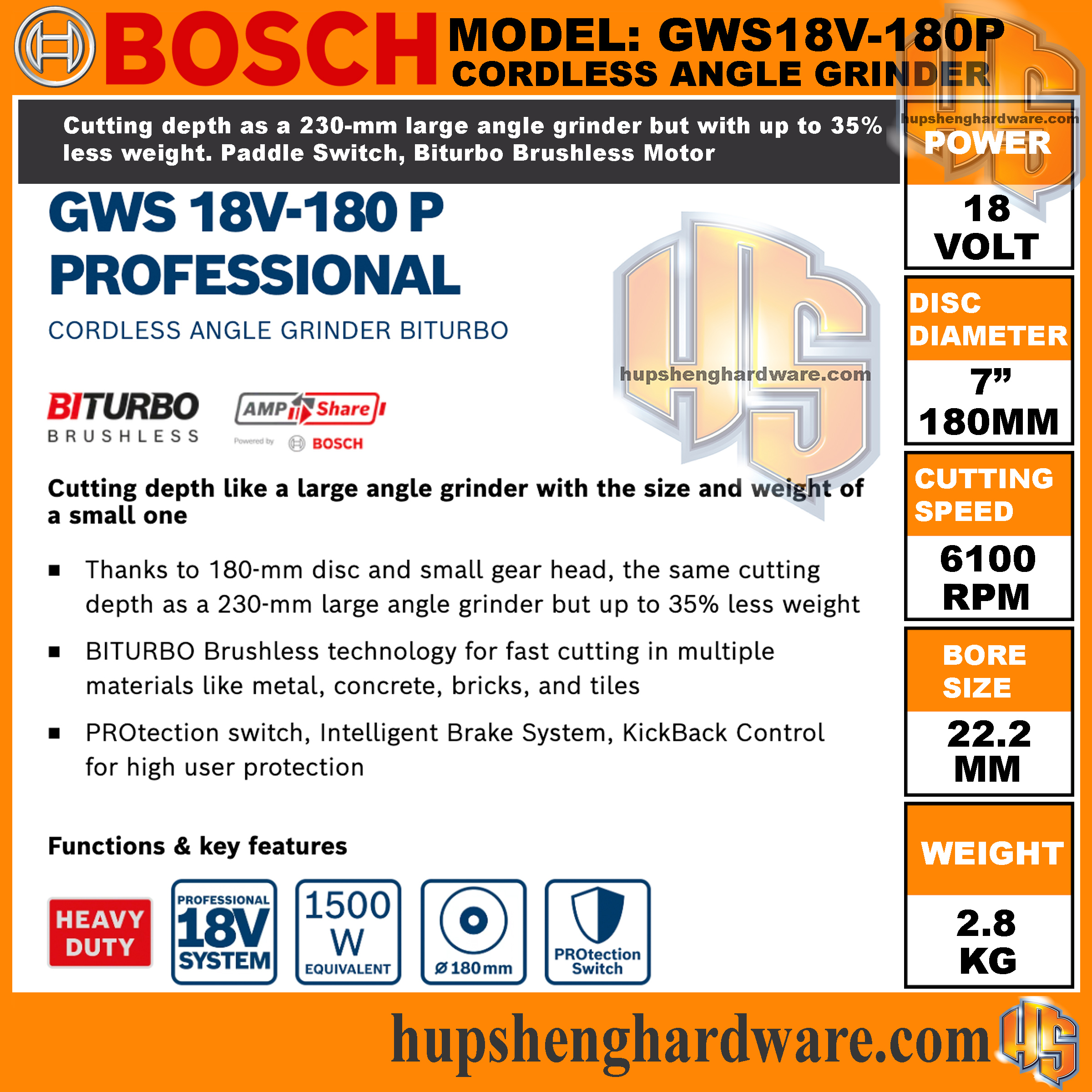BOsch GWS18V180P-5aa