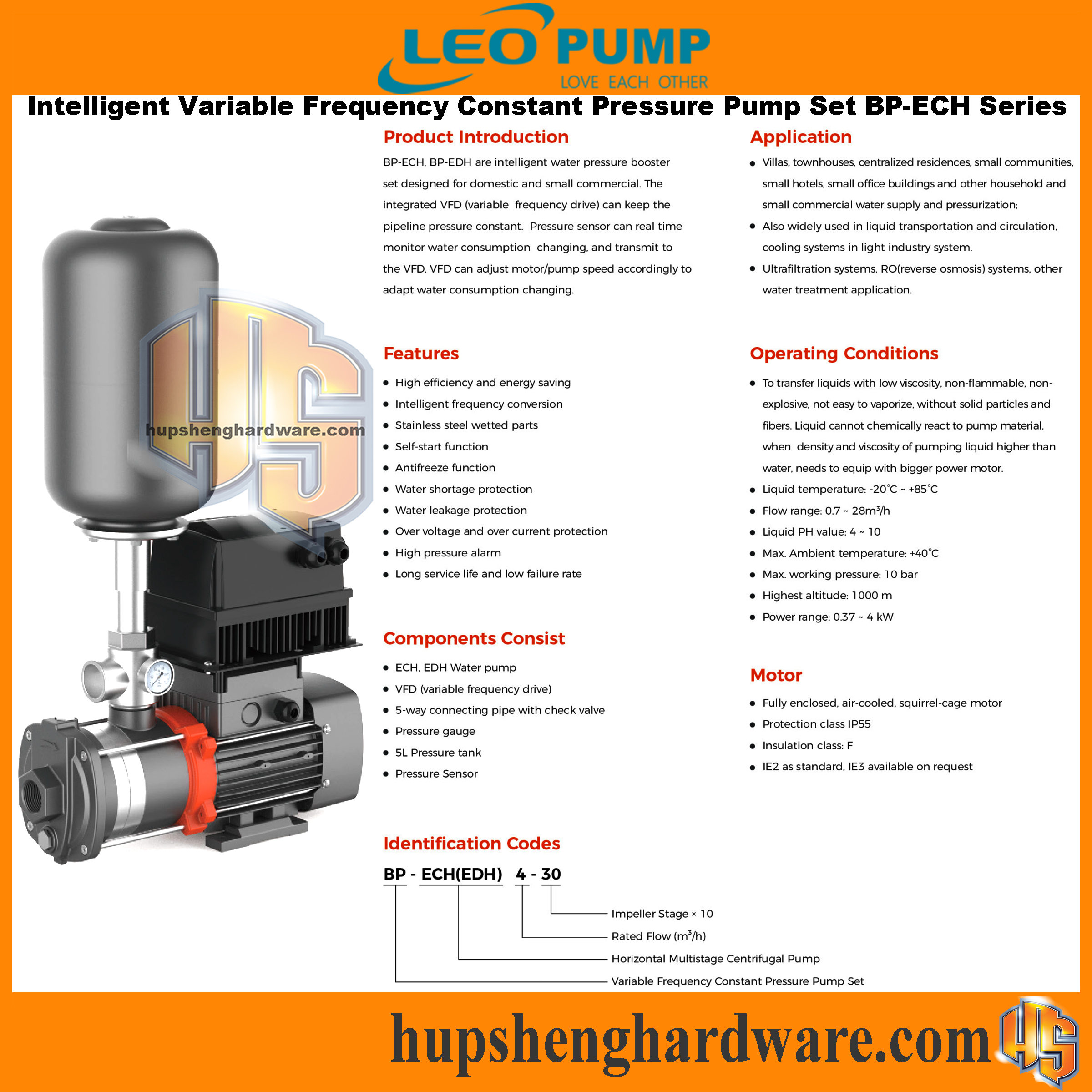 LEO BP-ECH10-40 Inverter Horizontal Multistage Pump