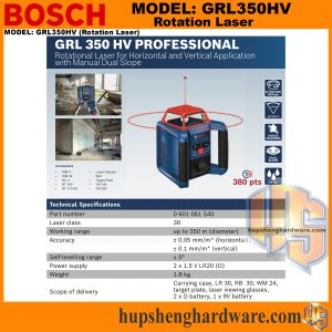 Bosch GRL350HV, Rotational laser for horizontal and vertical application with manual dual slope, Range 60m, 1.8kg
