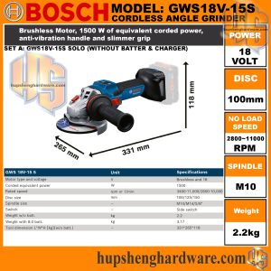 Bosch GWS18V-15S-1aa
