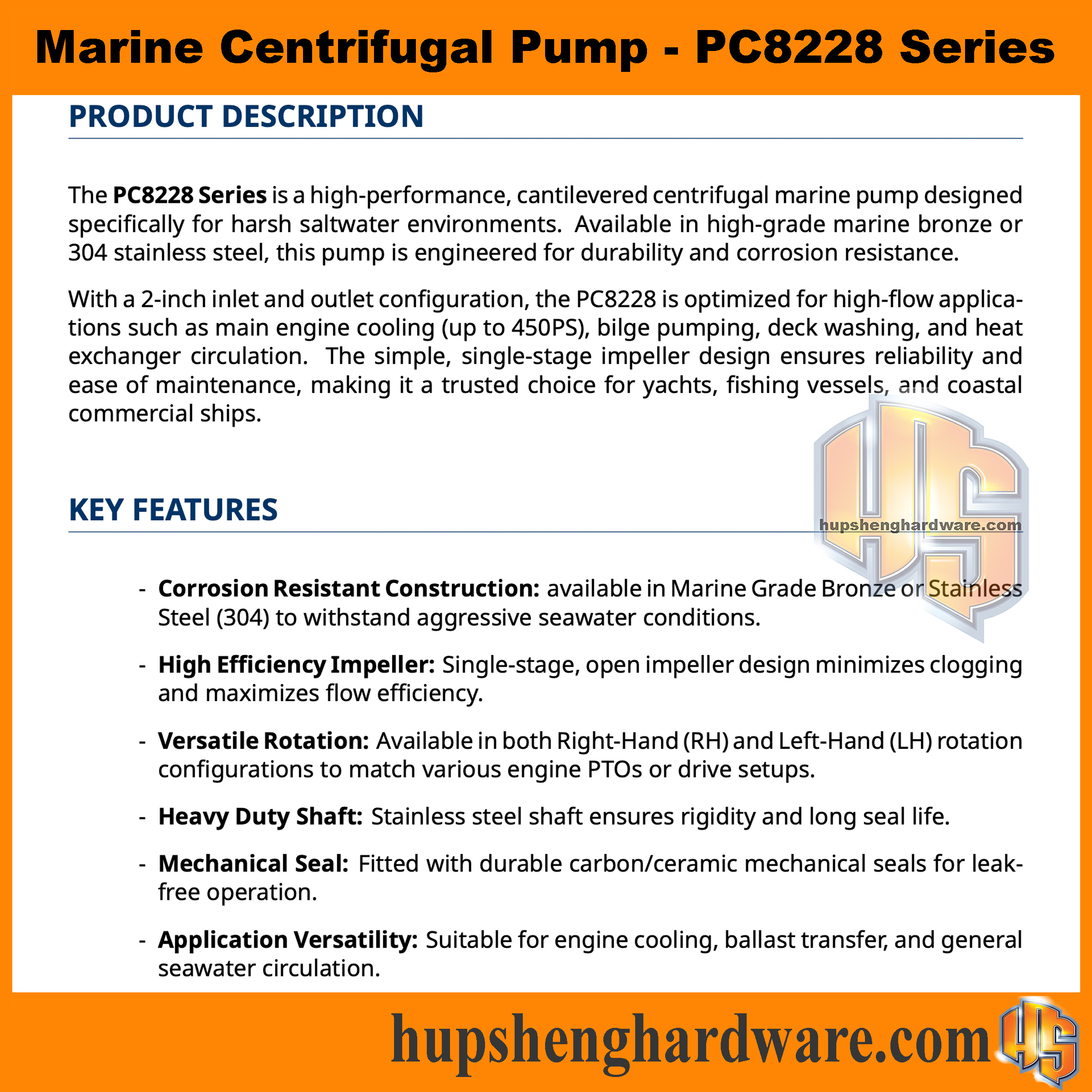 Marine Pump PC8228(RH)-2aa